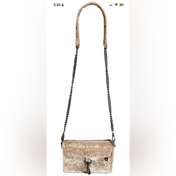 Rebecca Minkoff Suede Mini MAC Crossbody Purse Pink/Taupe Blend - Picture 3 of 16